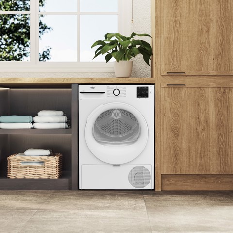 Beko BMT93EW Asciugatrice 9kg, Classe D, Linea Estetica NX, motore asincrono, Display digitale, colore Bianco, oblò Bianco