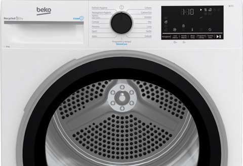 Beko BT3103IS_IT 10kg, Classe C, motore inverter, Display digitale XL, funzione a vapore SteamCure™, colore Bianco, oblò Nero