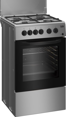 Beko CSS42014FS cucina A Elettrico Gas Nero, Argento