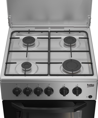 Beko CSS42014FS cucina A Elettrico Gas Nero, Argento