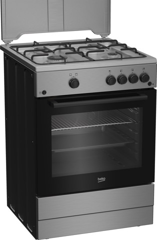 Beko FBG62010DX cucina a libera installazione inox, 60x60cm, piano gas, forno a gas, grill a gas, 64Lt, Сlasse A
