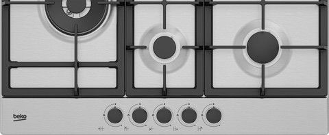 Beko HIAL75225SXE piano cottura Acciaio inossidabile Da incasso 75 cm Gas 5 Fornello(i)