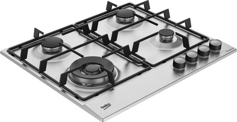 Beko HIAW64224SXE: Piano a Gas con PractiClean, 3 Bruciatori + 1 Wok, 60 cm