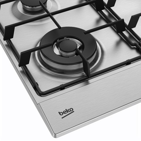 Beko HIAW64224SXE: Piano a Gas con PractiClean, 3 Bruciatori + 1 Wok, 60 cm