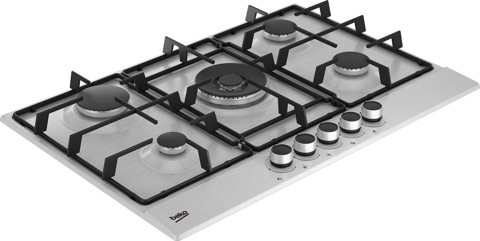 Beko HIAW75223SXE: Piano a Gas con PractiClean, 4 Bruciatori + 1 Wok, 75 cm