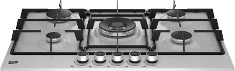Beko HIAW75223SXE: Piano a Gas con PractiClean, 4 Bruciatori + 1 Wok, 75 cm