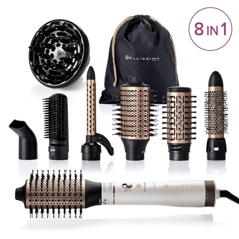 Bellissima Imetec Air Wonder, Spazzola Ad Aria Calda, Tecnologia A Ioni, Spazzole Rivestite In Ceramica E Cheratina, Asciuga, Dona Volume, 8 Accessori, 1000 W