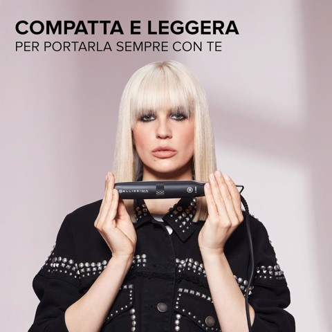 Bellissima Imetec B-Mini Piastra Mini da Borsa e da Viaggio, per Capelli corti, ciuffi e frange, Compatta, Leggera, Rivestimento in Ceramica, Temperatura 200°C, Multivoltaggio Automatico, Beauty Bag