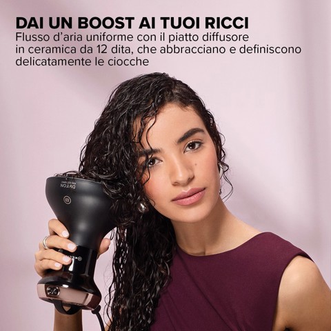 Bellissima Imetec Diffon Ion Ceramic, Diffusore ad Aria Calda per Capelli Ricci, Tecnologia Ion Ceramic, Doppio voltaggio, 700 W, 2 Combinazioni Aria/Temperatura, Asciugatura Delicata Senza Effetto Crespo, Impugnatura Ergnomica
