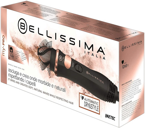 Bellissima My Pro Miracle Wave GH19 1100 Spazzola ad aria calda Caldo Nero, Rosa 1100 W 1,8 m