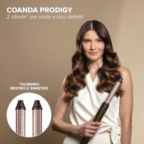 Bellissima Prodigy, modellatore ad aria calda, styler, tecnologia Ion-Ceramic, tecnologia Coanda, motore digitale, controllo del calore, filtro autopulente, 3 temperature, 1200 W, 6 accessori