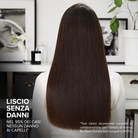 Bellissima Steam Elixir, Piastra a Vapore, Capelli lisci in Una Sola Passata Senza Danni, Rivestimento in Ceramica e Olio Argan, Rapido Riscaldamento, 4 Temperature, Tappetino Termoresistente