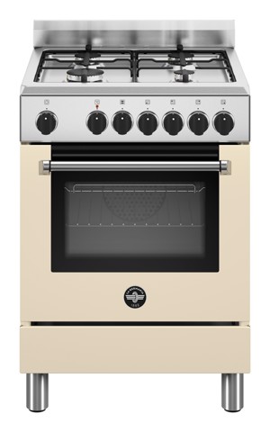 Bertazzoni La Germania Americana AMN664ECRV/24 cucina Elettrico Gas Crema, Acciaio inox