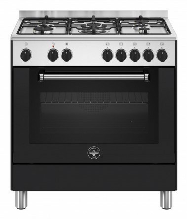 Bertazzoni La Germania Americana AMN855ENEV/24 cucina Elettrico Gas Nero, Acciaio inox