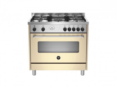 Bertazzoni La Germania Americana AMN965ECRT cucina Elettrico Gas Crema, Acciaio inox