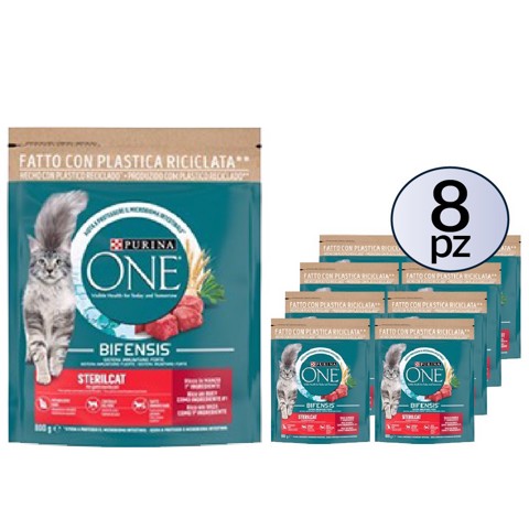 Bifensis cibo secco per gatto sterilizzato Manzo 800g PACK 8 Confezioni