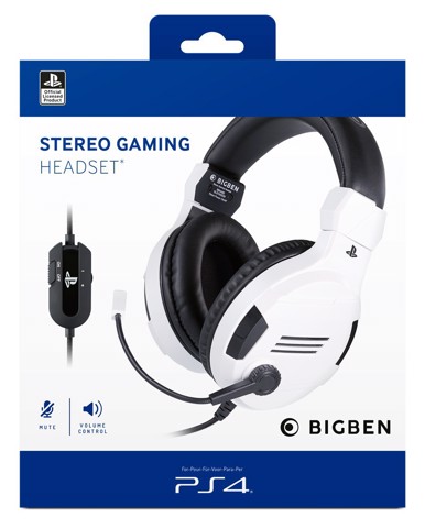 BIG BEN PS4OFHEADSETV3WHITE cuffia e auricolare Cablato A Padiglione Gaming Nero, Bianco