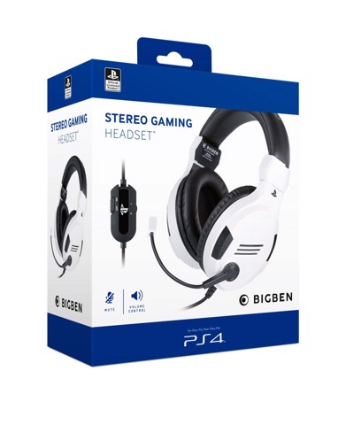BIG BEN PS4OFHEADSETV3WHITE cuffia e auricolare Cablato A Padiglione Gaming Nero, Bianco