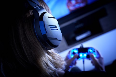 Bigben Interactive PS4OFHEADSETV3 cuffia e auricolare Cablato A Padiglione Gaming Nero, Blu