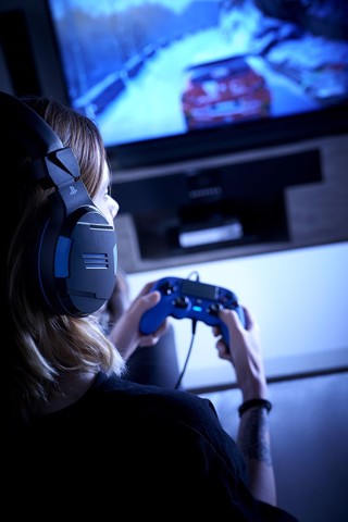 Bigben Interactive PS4OFHEADSETV3 cuffia e auricolare Cablato A Padiglione Giocare Nero, Blu