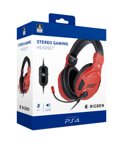 Bigben Interactive PS4OFHEADSETV3R cuffia e auricolare Padiglione auricolare Connettore 3.5 mm Rosso