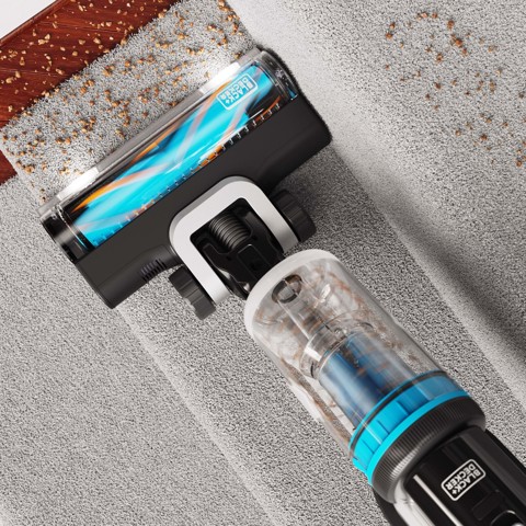 Black & Decker BHFEB520D1 aspirapolvere senza filo Nero, Trasparente, Bianco Senza sacchetto