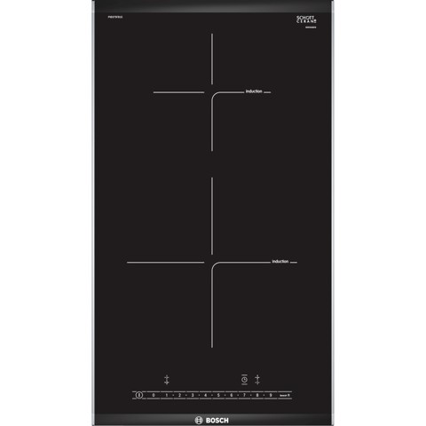Bosch PIB375FB1E piano cottura Nero, Acciaio inox Da incasso Piano cottura a induzione 2 Fornello(i)