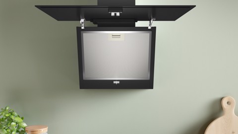 Bosch Serie 2 DWK65DK60 Cappa a muro inclinata 60 cm 3 velocità + 1 intensiva Nero Classe A