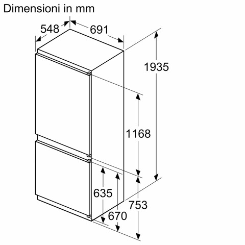 Bosch Serie 2 KBN965SE0 Frigorifero Combinato da incasso 193,5 x 69,1 cm Classe E