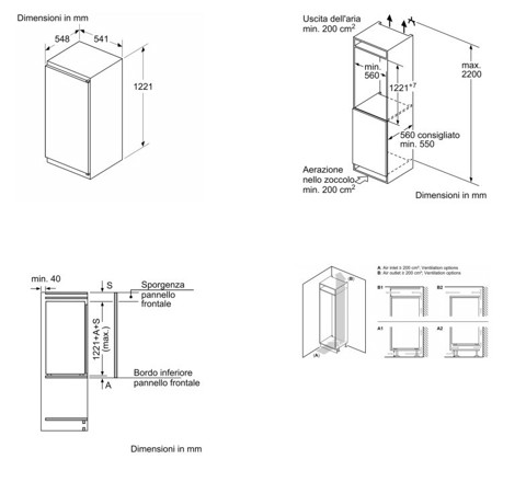 Bosch Serie 2 KIR41NSE0 Frigorifero Monoporta da incasso 122,1 x 54,1 cm Classe E
