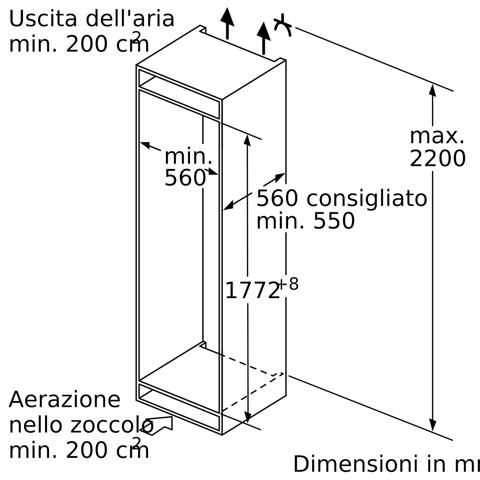 Bosch Serie 4 GIN81VEE0 Congelatore Verticale da incasso 177,2 x 55,8 cm Classe E
