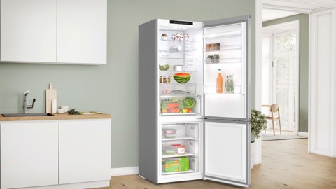 Bosch Serie 4 KGN492IAF , Frigorifero combinato da libera installazione, 203 x 70 cm, Acciaio spazzolato anti-impronta Classe A