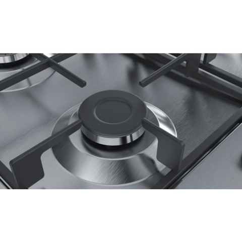 Bosch Serie 4 PGH6B5B60 piano cottura Nero, Acciaio inossidabile Da incasso Gas 4 Fornello(i)