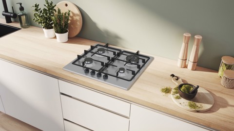 Bosch Serie 4 PGH6B5K60 , Piano cottura a gas, 60 cm, Acciaio inox