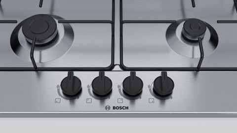 Bosch Serie 4 PGP6B5B85 piano cottura Acciaio inossidabile Da incasso 58 cm Gas 4 Fornello(i)