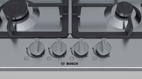 Bosch Serie 4 PGP6B5B90 piano cottura Acciaio inossidabile Da incasso 60 cm Gas 4 Fornello(i)