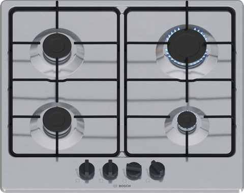 Bosch Serie 4 PGP6B5K85 , Piano cottura a gas, 60 cm, Acciaio inox
