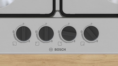 Bosch Serie 4 PGP6B5K85 , Piano cottura a gas, 60 cm, Acciaio inox