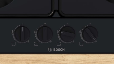 Bosch Serie 4 PGP6B6K80 Piano cottura a gas 60 cm 4 fuochi Acciaio Nero