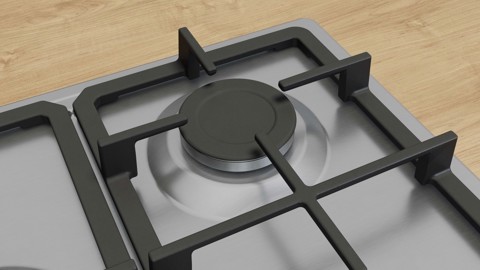 Bosch Serie 4 PGQ7B5K90 , Piano cottura a gas, 75 cm, Acciaio inox