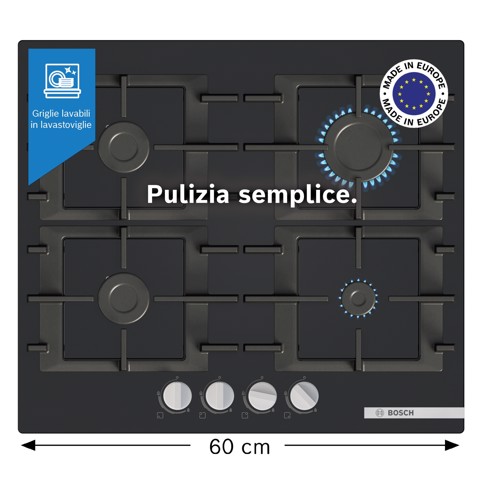 Bosch Serie 4 PNP6B6K40 Piano cottura a gas 60 cm 5 fuochi Vetro Nero