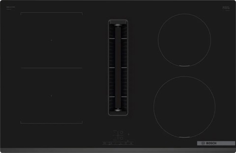 Bosch Serie 4 PVS831B16E piano cottura Nero Da incasso 80 cm Piano cottura a induzione 4 Fornello(i) Cappa da incasso