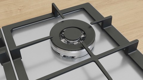 Bosch Serie 6 PCH6A5I90 , Piano cottura a gas, 60 cm, Acciaio inox