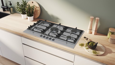 Bosch Serie 6 PCR9A5I90 Piano cottura a gas 90 cm 5 fuochi Acciaio Inox