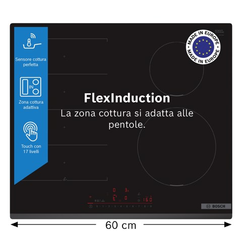 Bosch Serie 6 PIX631HC1E Piano cottura a induzione 60 cm FlexInduction Nero