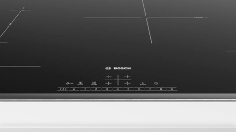 Bosch Serie 6 PVS845FB5E piano cottura Nero, Acciaio inossidabile Da incasso 80 cm Piano cottura a induzione 4 Fornello(i)