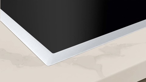 Bosch Serie 6 PVS845FB5E piano cottura Nero, Acciaio inossidabile Da incasso 80 cm Piano cottura a induzione 4 Fornello(i)