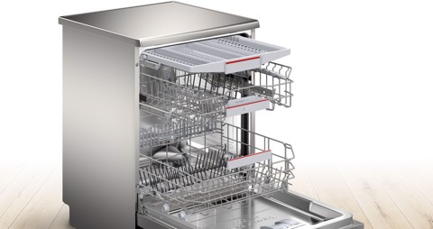 Bosch Serie 6 SMS6ZCI10E Lavastoviglie da libera installazione 14 coperti Acciaio spazzolato anti-impronta Classe B