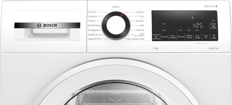 Bosch Serie 6 WQG243D6IT asciugatrice Libera installazione Caricamento frontale 9 kg Bianco