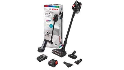 Bosch Serie 8 BCS82PWR25 scopa elettrica Aspirapolvere a bastone Batteria Secco Senza sacchetto 0,4 L Nero, Rosso 5 Ah